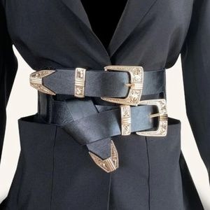 BellanBlue Black and Gold Women's Belt